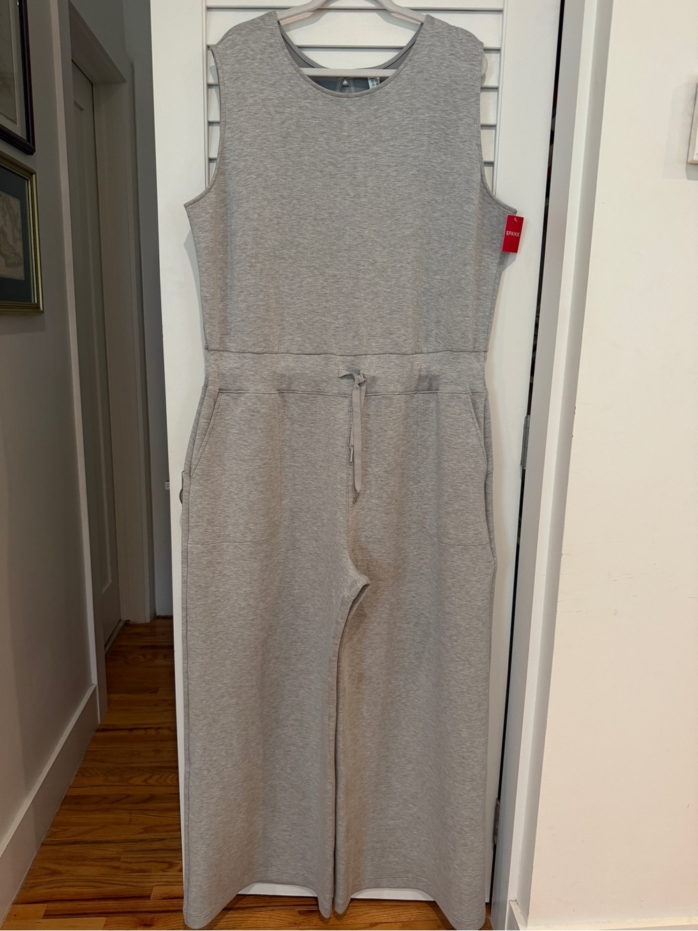New Spanx Air Essentials Jumpsuit Sz 3X Gray Sleeveless Tank Wide Leg 50282R